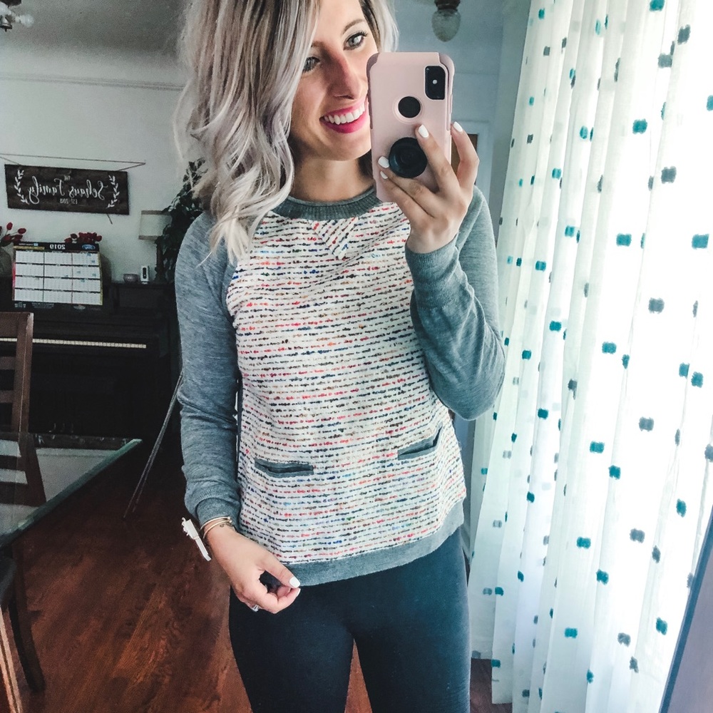 J. Crew Grey Spotted Pocket Sweater XS - Picture 6 of 7